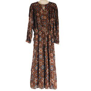 Garnet Hill Ballad Swiss-Dot Maxi Dress, Copper Patchwork, Women’s Size M